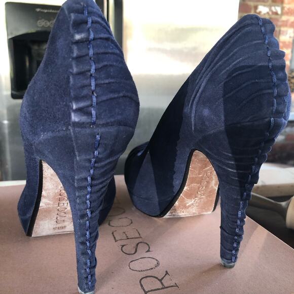 ROSEGOLD Platform Heels Stiletto Size 8.5 Blue Suede Party Date Night Coquette - Picture 5 of 9